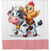 Kuh/Huhn niedlich Cartoon Duschvorhang (Vorderseite)