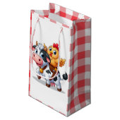 Kuh/Huhn niedlich Cartoon Kleine Geschenktüte (Rückseite Schrägansicht)