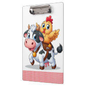 Kuh/Huhn niedlich Cartoon Klemmbrett (Links)