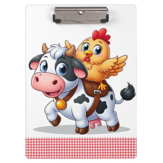 Kuh/Huhn niedlich Cartoon Klemmbrett (Vorderseite)