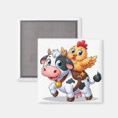 Kuh/Huhn niedlich Cartoon Magnet (Vorderseite/Rückseite)