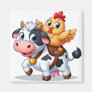 Kuh/Huhn niedlich Cartoon Magnet