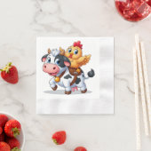 Kuh/Huhn niedlich Cartoon Serviette (Beispiel)