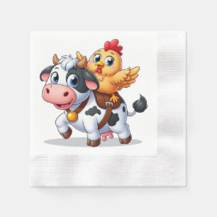 Kuh/Huhn niedlich Cartoon Serviette