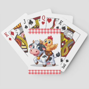 Kuh/Huhn niedlich Cartoon Spielkarten