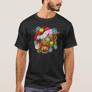 Kuh Hut Santa Weihnachtslicht Färse Bauer Highland T-Shirt