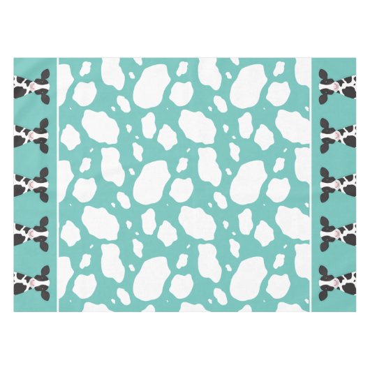 Kuh Illustration Aquamarin Reverse Print Farm Tier Tischdecke (Vorderseite (Horizontal))