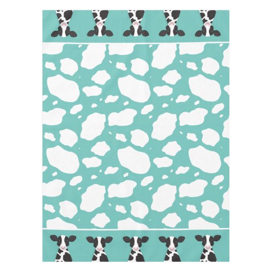 Kuh Illustration Aquamarin Reverse Print Farm Tier Tischdecke (Vorderseite)