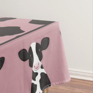 Kuh-Illustration Print Pink Farm Animal Tischdecke
