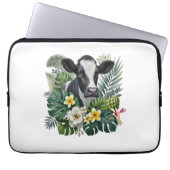 Kuh im Blütendschungel, tropische Kuh Laptopschutzhülle (Vorderseite)