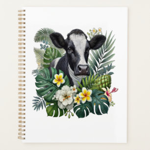 Kuh im floralen Dschungel Png, tropische Kuh Planer