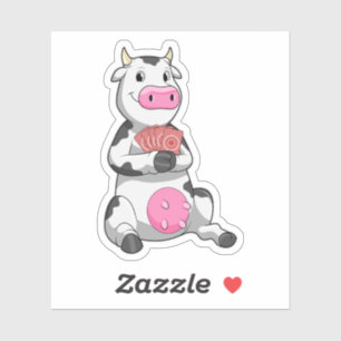 Kuh im Poker mit Poker-Karten Aufkleber