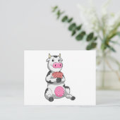 Kuh im Poker mit Poker-Karten Postkarte (Stehend Vorderseite)