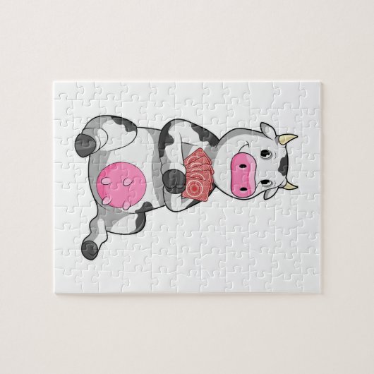 Kuh im Poker mit Poker-Karten Puzzle (Horizontal)