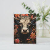 Kuh in Blume Postkarte (Stehend Vorderseite)