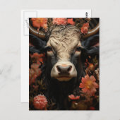Kuh in Blume Postkarte (Vorne/Hinten)