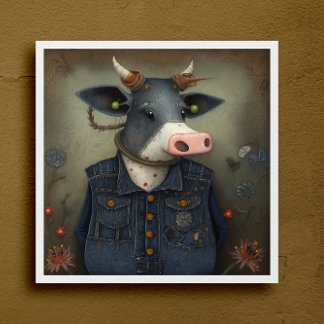Kuh in Couture - Funny Cow in einem Kostüm Poster