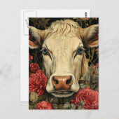 Kuh in den Blume Postkarte (Vorne/Hinten)