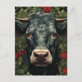 Kuh in den roten Blume Postkarte