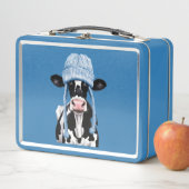 Kuh in einem Hut. Metall Brotdose (Beispiel)