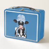 Kuh in einem Hut. Metall Brotdose (Vorderseite)