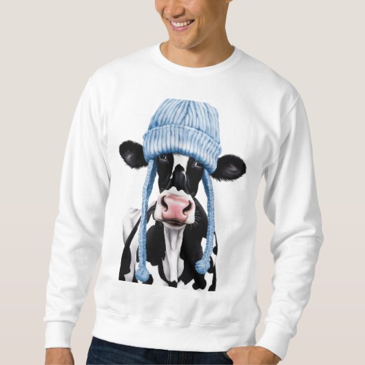 Kuh in einem Hut. Sweatshirt (Vorderseite)