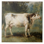 Kuh in einer ländlichen Landschaft (Zuchttier) Fliese (Vorderseite)