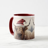 Kuh in einer Weihnachtsmannmütze Weihnachtsfeierta Tasse (Vorderseite Links)