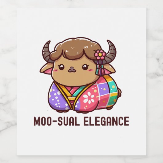 Kuh in Elegance im Hochland Weinetikett (Einzelnes Label)