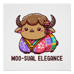 Kuh in Eleganz im Highland Poster