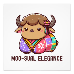 Kuh in Eleganz im Hochland Fotodruck