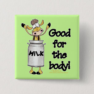 Kuh in Milchdose Button
