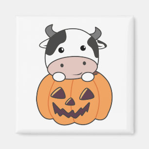 Kuh in Pumpkin Niedliche Kühe glückliche Halloween Magnet