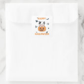 Kuh in Pumpkin Niedliche Kühe glückliche Halloween Quadratischer Aufkleber (Tasche)