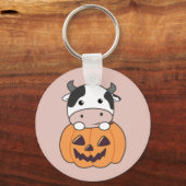 Kuh in Pumpkin Niedliche Kühe glücklichen Hallowee Schlüsselanhänger (Vorderseite)