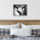 Kuh in Schwarz-Weiß-Leinwand Leinwanddruck (Insitu (Schlafzimmer))