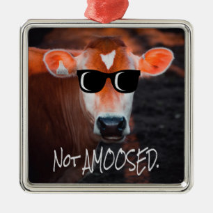 Kuh in Sonnenbrille kein Niedlicher Witz Ornament Aus Metall