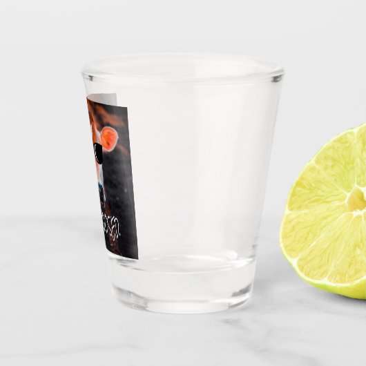 Kuh in Sonnenbrille kein Niedlicher Witz Schnapsglas (Rechts)
