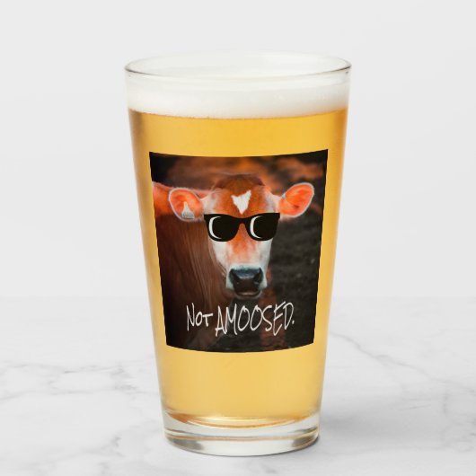 Kuh in Sonnenbrille nicht a MOOsed Niedlich Funny Glas (Vorne (Gefüllt))