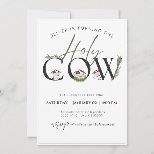 Kuh Junge Geburtstag Einladung (Vorderseite)