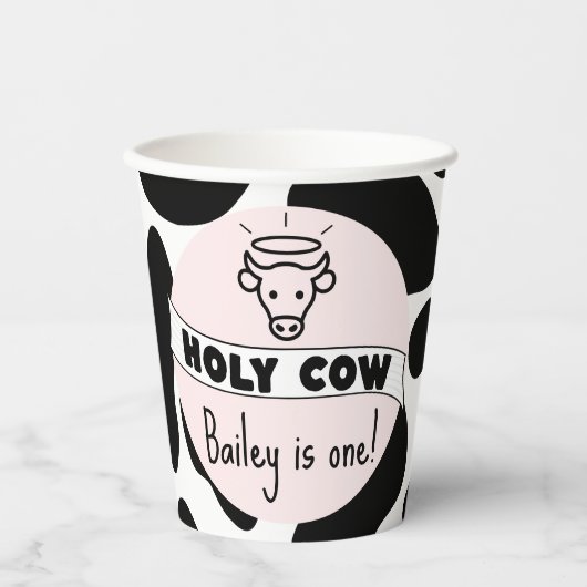 Kuh-Junggeburt-Party-Kuh drucken Niedlich modern Pappbecher (Vorderseite)
