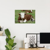 Kuh & Kalb Grüne Weide Kunst, Dichtung und Musik Poster (Heimbüro)