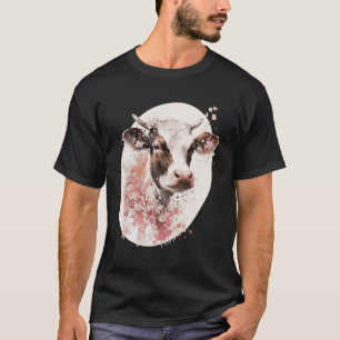 Kuh Kirschblüten Japanische Sakura Aquarell-Farm T-Shirt