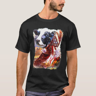 Kuh Kuh Amerikanische Patriotenflagge Liebe Mein L T-Shirt
