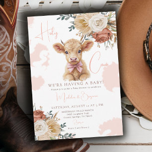 Kuh Land Western Cowboy Rosen Bogen Baby-Party Einladung