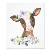 Kuh, Landtiere, violette Blumen, neutrale Geschlec Fotodruck (Vorne)