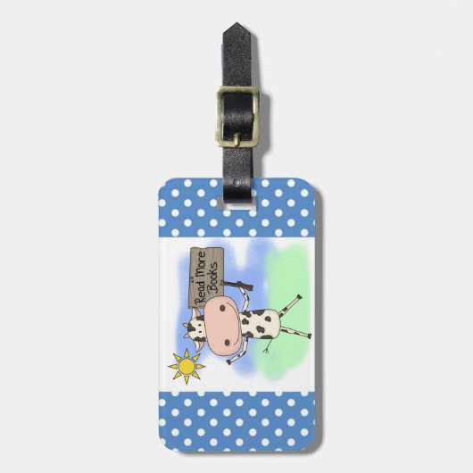 Kuh las mehr Bücher Gepäckanhänger (Vorderseite vertikal)