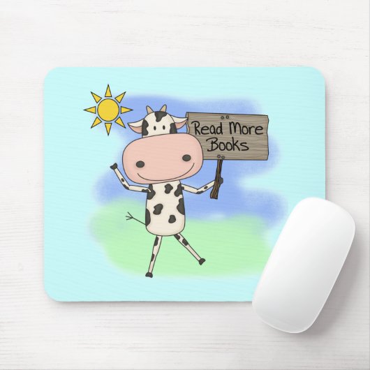 Kuh las mehr Bücher Mousepad (Mit Mouse)