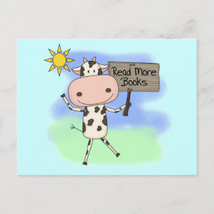 Kuh las mehr Bücher Postkarte