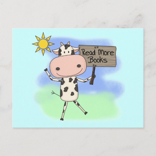 Kuh las mehr Bücher Postkarte (Vorderseite)